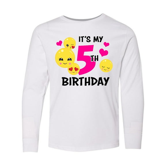 Inktastic Its My 5th Birthday with Smiling Emoticon Long Sleeve Youth T-Shirt