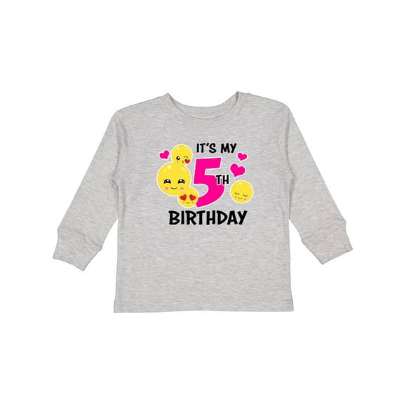 Inktastic Its My 5th Birthday with Smiling Emoticon Girls Long Sleeve Toddler T-Shirt