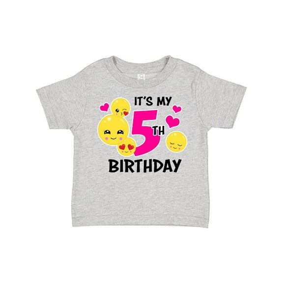 Inktastic Its My 5th Birthday with Smiling Emoticon Girls Toddler T-Shirt
