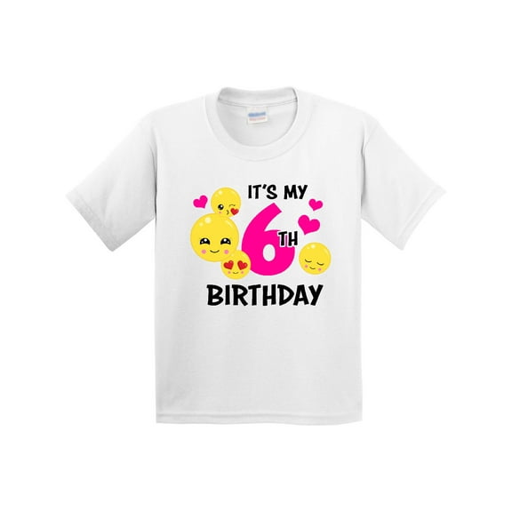 Inktastic Its My 6th Birthday with Smiling Emoticons Youth T-Shirt