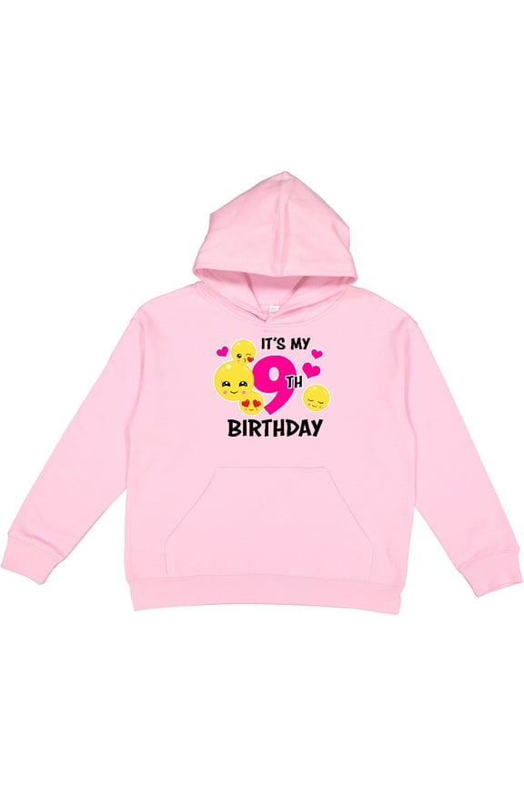 Its My 9th Birthday with Smiling Emoticons Youth Hoodie Sweatshirt