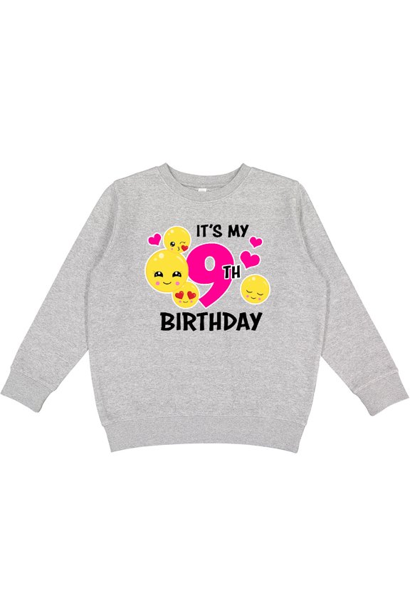 Its My 9th Birthday with Smiling Emoticons Youth Sweatshirt