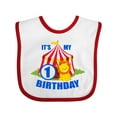 thumbnail image 1 of Inktastic Its My Birthday Circus Tent with Lion 1 Year Old Boys or Girls Baby Bib, 1 of 4