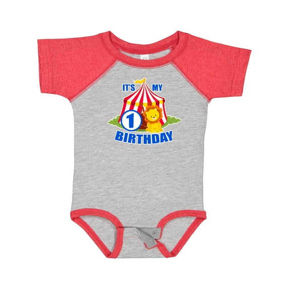 Inktastic Its My Birthday Circus Tent with Lion 1 Year Old Boys or Girls Baby Bodysuit
