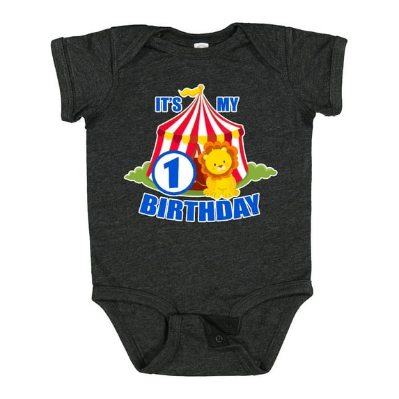 Inktastic Its My Birthday Circus Tent with Lion 1 Year Old Boys or Girls Baby Bodysuit