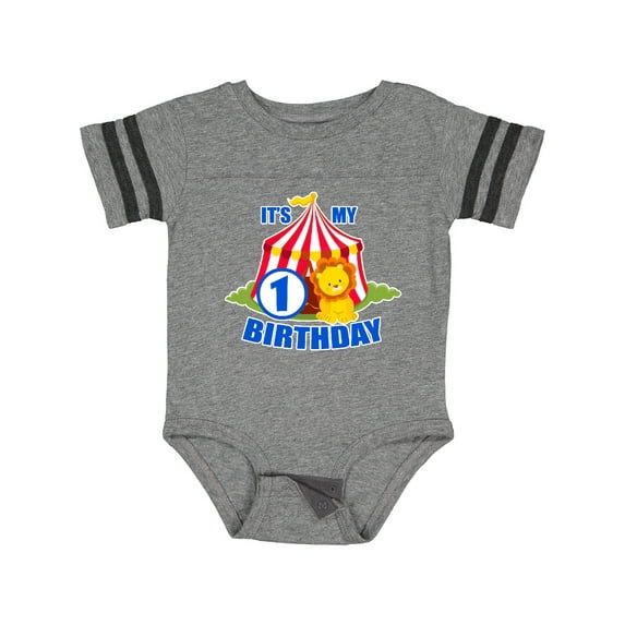 Inktastic Its My Birthday Circus Tent with Lion 1 Year Old Boys or Girls Baby Bodysuit