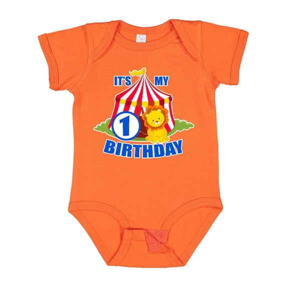 Inktastic Its My Birthday Circus Tent with Lion 1 Year Old Boys or Girls Baby Bodysuit