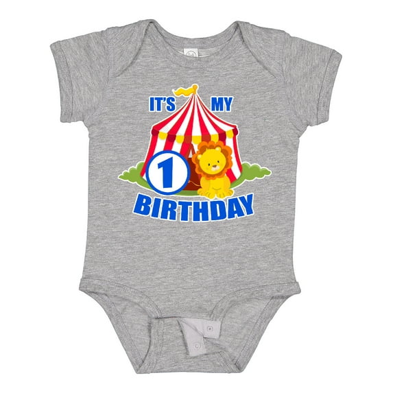 Inktastic Its My Birthday Circus Tent with Lion 1 Year Old Boys or Girls Baby Bodysuit