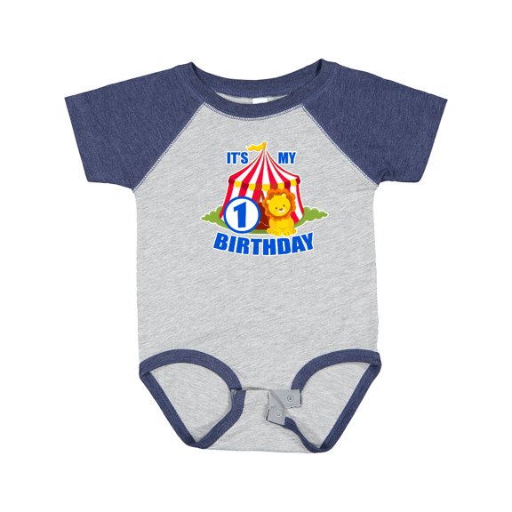 Inktastic Its My Birthday Circus Tent with Lion 1 Year Old Boys or Girls Baby Bodysuit