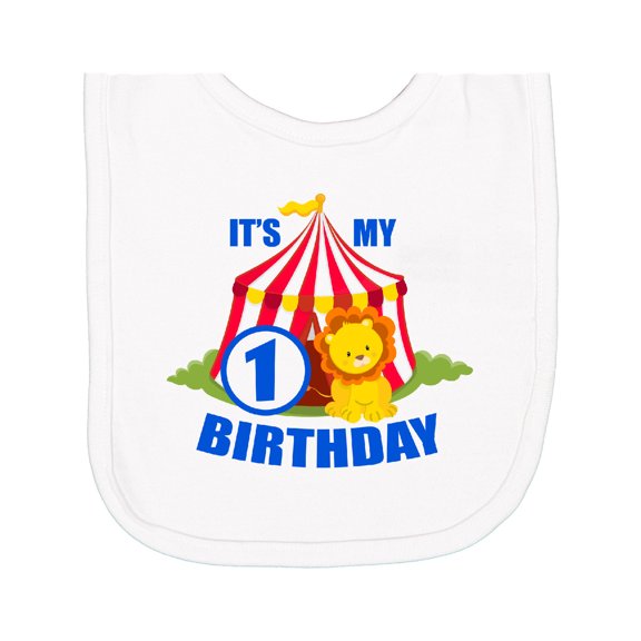Inktastic Its My Birthday Circus Tent with Lion 1 Year Old Newborn Bib