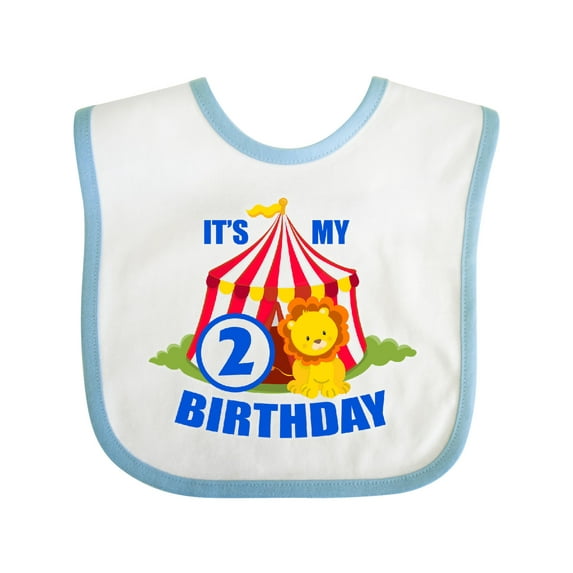 Inktastic Its My Birthday Circus Tent with Lion 2 Years Old Boys or Girls Baby Bib
