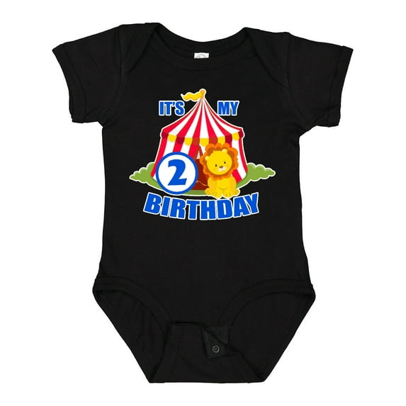Inktastic Its My Birthday Circus Tent with Lion 2 years old Boys or Girls Baby Bodysuit