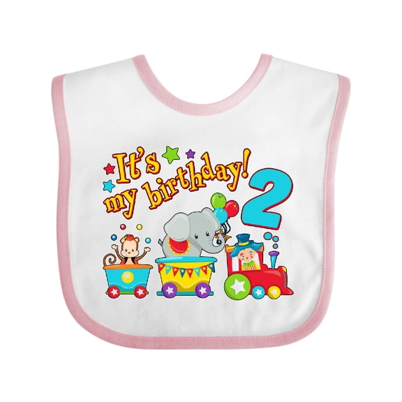 Inktastic Its My Birthday- Circus Train 2nd Birthday Boys or Girls Baby Bib
