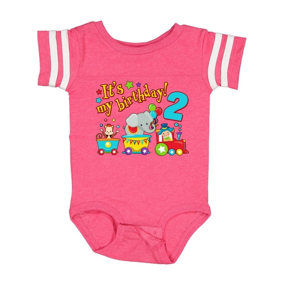 Inktastic Its My Birthday- Circus Train 2nd Birthday Boys or Girls Baby Bodysuit