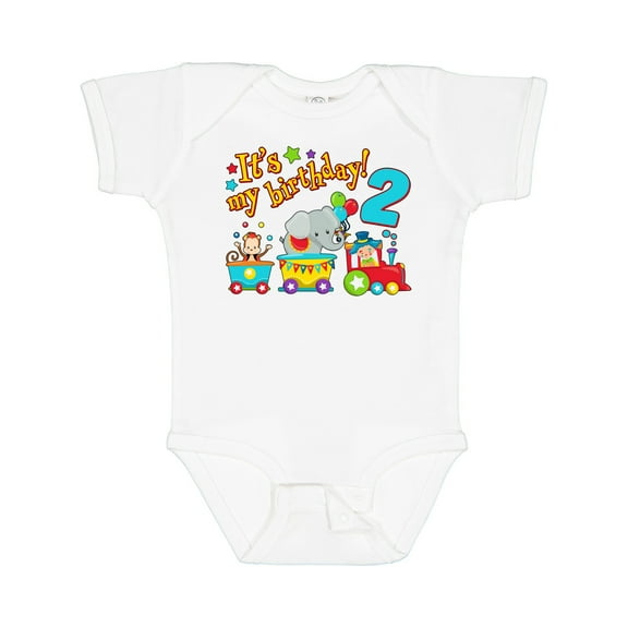 Inktastic Its My Birthday- Circus Train 2nd Birthday Boys or Girls Baby Bodysuit