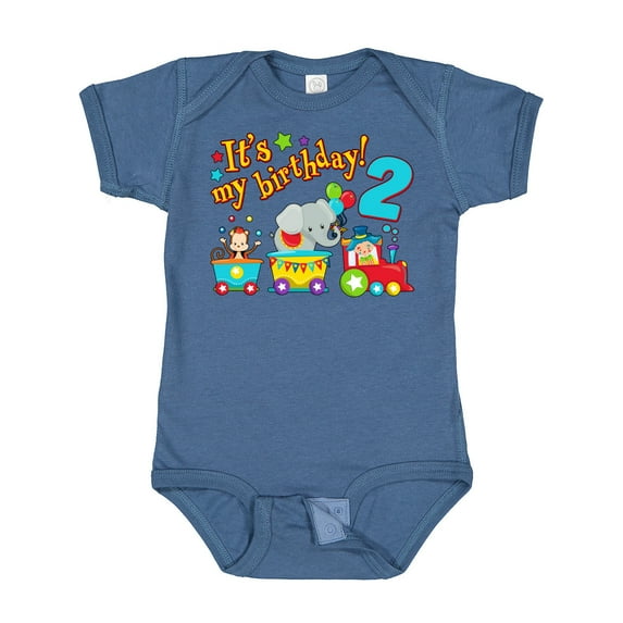 Inktastic Its My Birthday- Circus Train 2nd Birthday Boys or Girls Baby Bodysuit