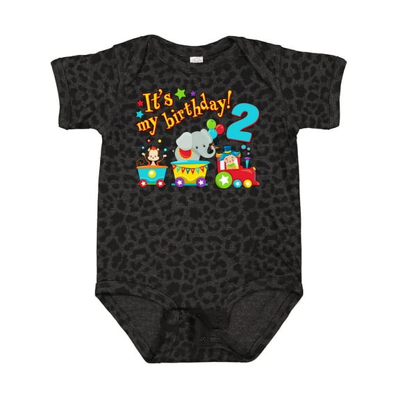 Inktastic Its My Birthday- Circus Train 2nd Birthday Boys or Girls Baby Bodysuit