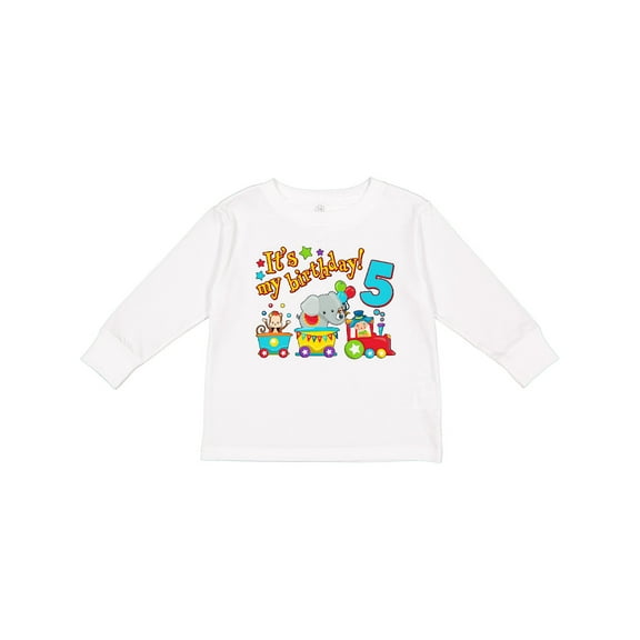 Inktastic Its My Birthday Circus Train 5th Birthday Boys or Girls Long Sleeve Toddler T-Shirt