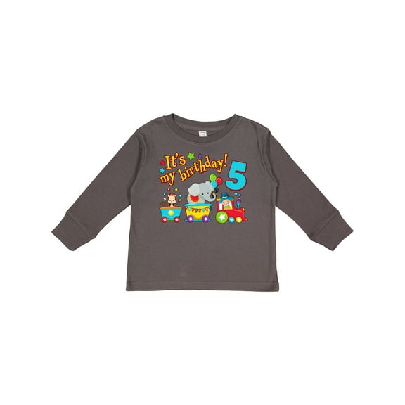 Inktastic Its My Birthday Circus Train 5th Birthday Boys or Girls Long Sleeve Toddler T-Shirt