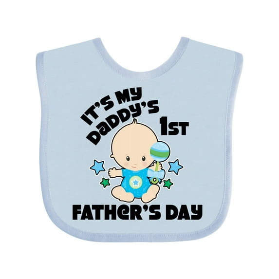 Inktastic Its My Daddys 1st Fathers Day with Baby and Stars Boys or Girls Baby Bib