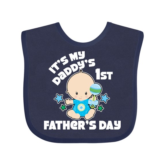Inktastic Its My Daddys 1st Fathers Day with Baby and Stars Boys or Girls Baby Bib