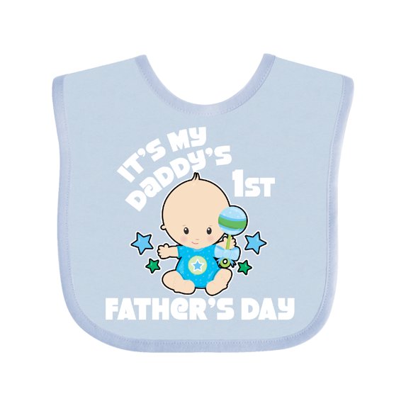 Inktastic Its My Daddys 1st Fathers Day with Baby and Stars Boys or Girls Baby Bib