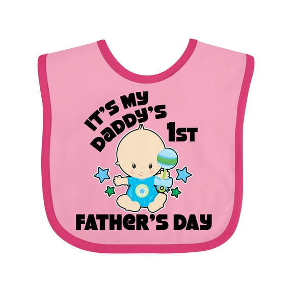 Inktastic Its My Daddys 1st Fathers Day with Baby and Stars Boys or Girls Baby Bib