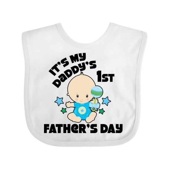 Inktastic Its My Daddys 1st Fathers Day with Baby and Stars Boys or Girls Baby Bib