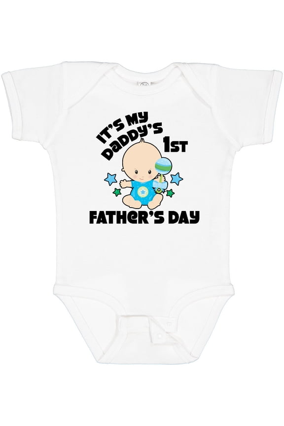 Its My Daddys 1st Fathers Day with Baby and Stars Boys or Girls Baby Bodysuit