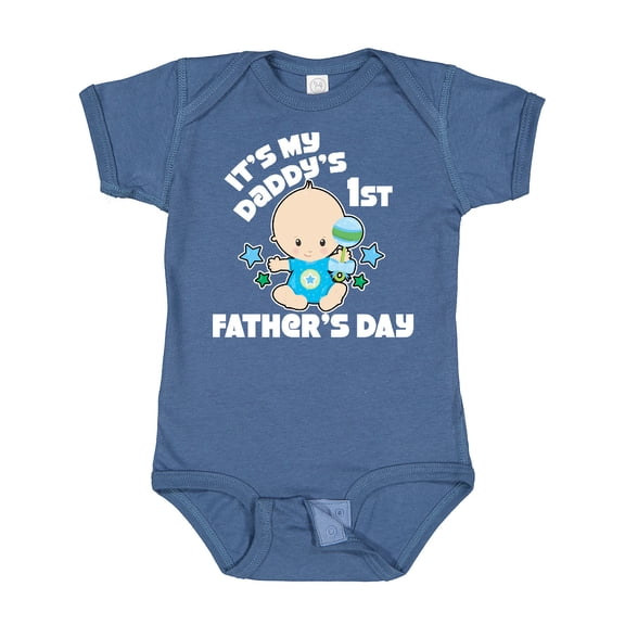 Inktastic Its My Daddys 1st Fathers Day with Baby and Stars Boys or Girls Baby Bodysuit