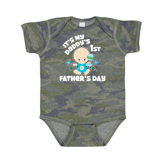 Inktastic Its My Daddys 1st Fathers Day with Baby and Stars Boys or Girls Baby Bodysuit