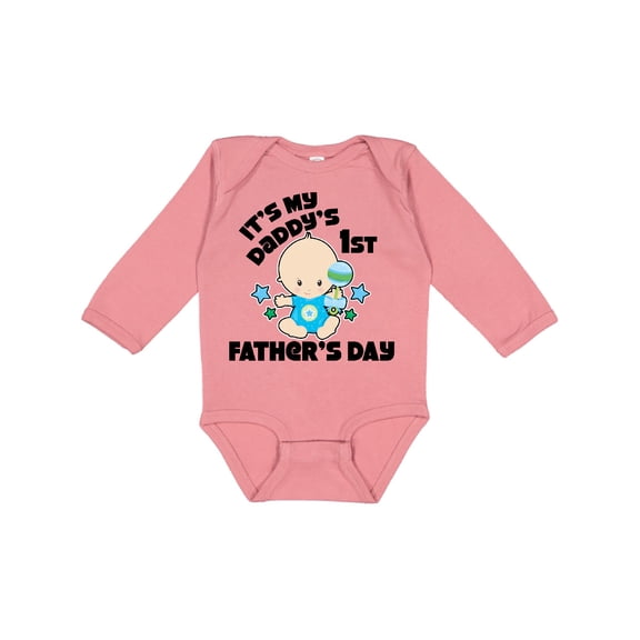 Inktastic Its My Daddys 1st Fathers Day with Baby and Stars Boys or Girls Long Sleeve Baby Bodysuit