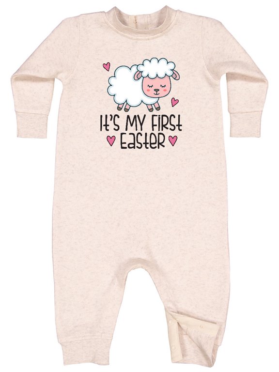 Its My First Easter Baby Lamb Baby Fleece Romper
