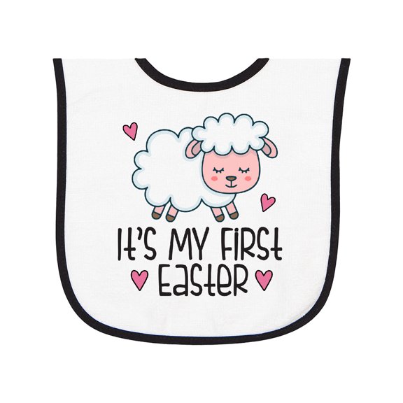 Inktastic Its My First Easter Baby Lamb Baby Terry Cloth Bib