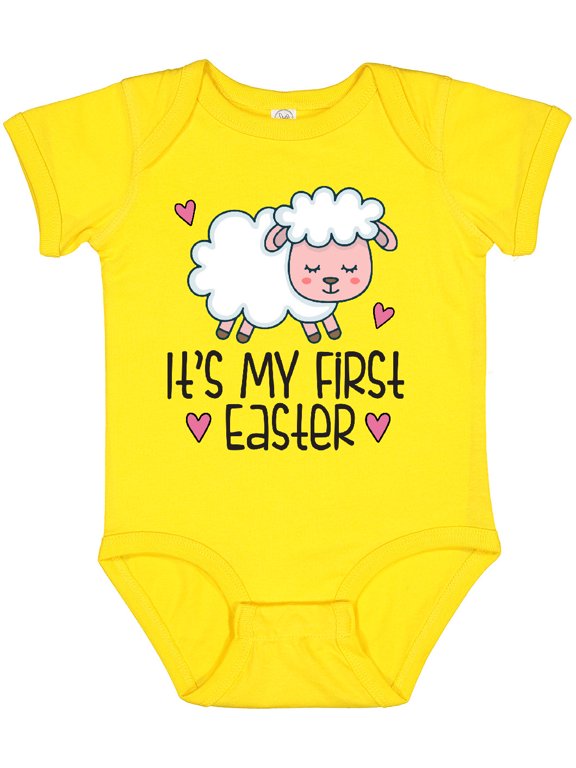 Its My First Easter Baby Lamb Girls Baby Bodysuit