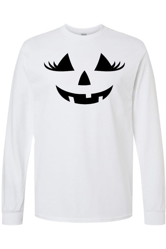 Jack-o-lantern Face with Eyelashes Long Sleeve T-Shirt