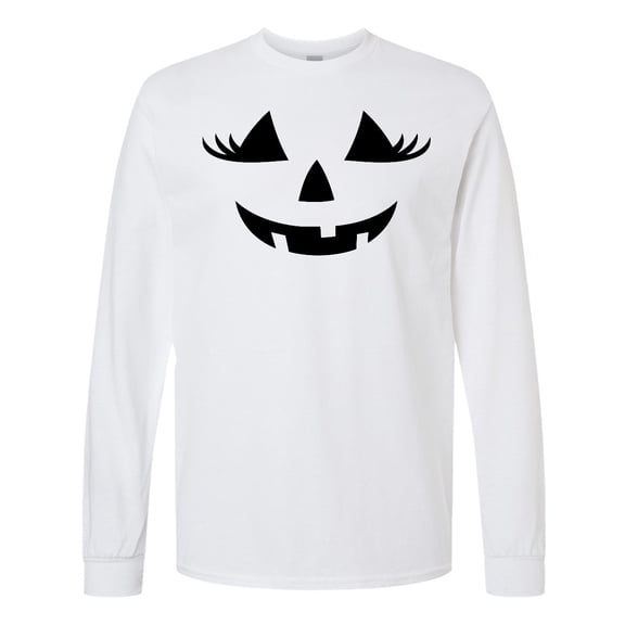Inktastic Jack-o-lantern Face with Eyelashes Long Sleeve T-Shirt