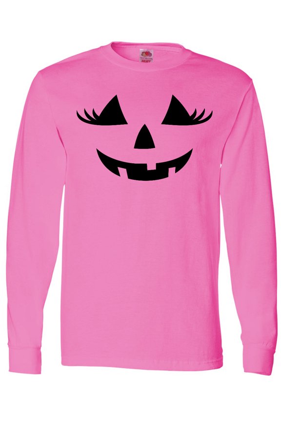 Jack-o-lantern Face with Eyelashes Long Sleeve T-Shirt