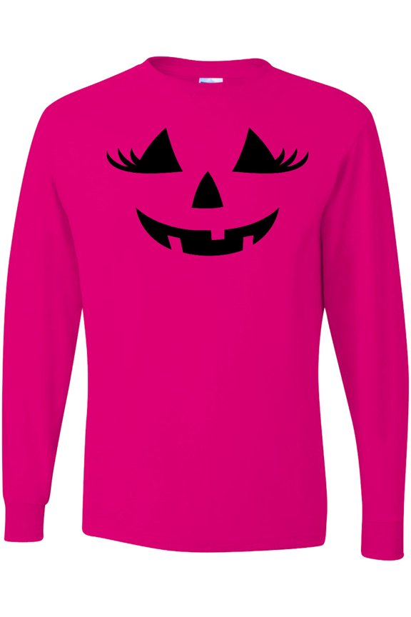 Jack-o-lantern Face with Eyelashes Long Sleeve T-Shirt