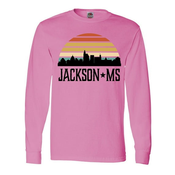 Inktastic Jackson Mississippi Skyline Retro Long Sleeve T-Shirt