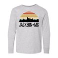 thumbnail image 1 of Inktastic Jackson Mississippi Skyline Retro Long Sleeve Youth T-Shirt, 1 of 5