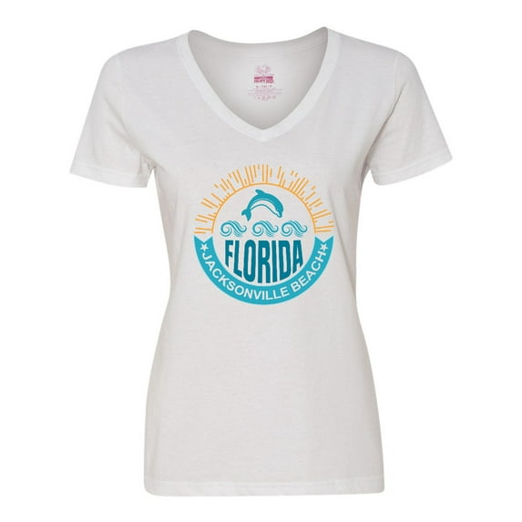 Inktastic Jacksonville Beach Florida Matching Women's V-Neck T-Shirt