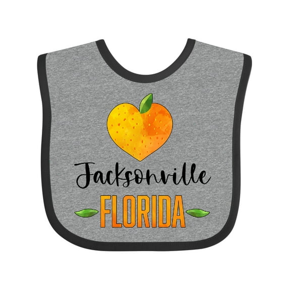 Inktastic Jacksonville Florida Orange in Heart Boys or Girls Baby Bib