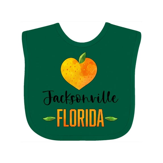 Inktastic Jacksonville Florida Orange in Heart Boys or Girls Baby Bib