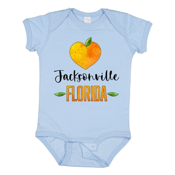 Inktastic Jacksonville Florida Orange in Heart Boys or Girls Baby Bodysuit
