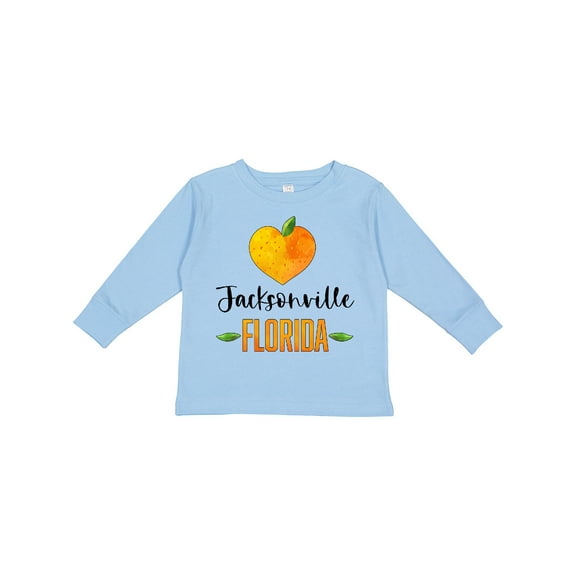 Inktastic Jacksonville Florida Orange in Heart Boys or Girls Long Sleeve Toddler T-Shirt