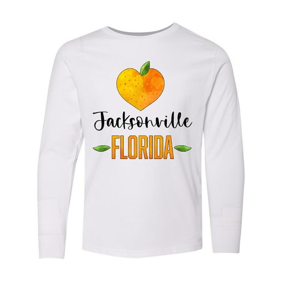 Inktastic Jacksonville Florida Orange in Heart Long Sleeve Youth T-Shirt