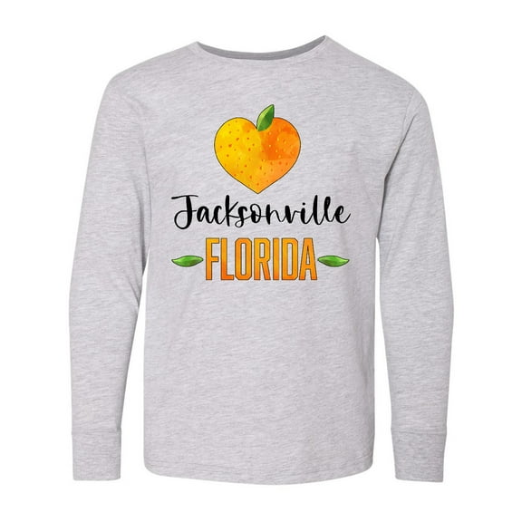 Inktastic Jacksonville Florida Orange in Heart Long Sleeve Youth T-Shirt