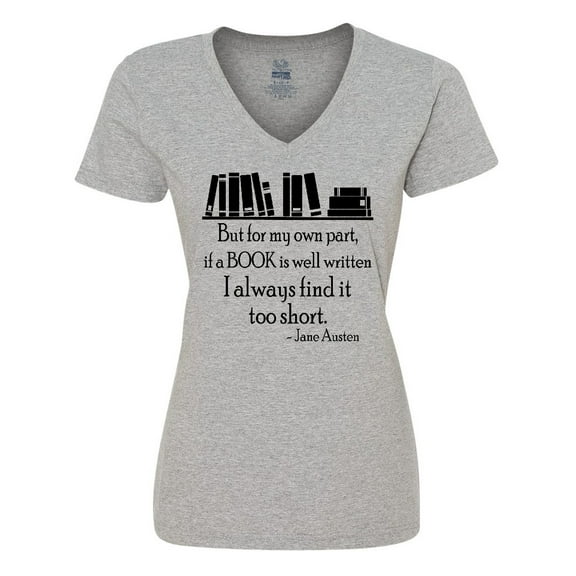 Inktastic Jane Austen Book Quote Women's V-Neck T-Shirt