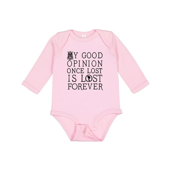 Inktastic Jane Austen Good Opinion Quote Girls Long Sleeve Baby Bodysuit